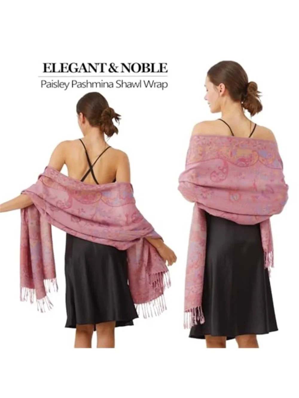 Paisley Pashmina Rave Shawl Scarf-Women's Reversible Ethnic Jacquard Pashmina